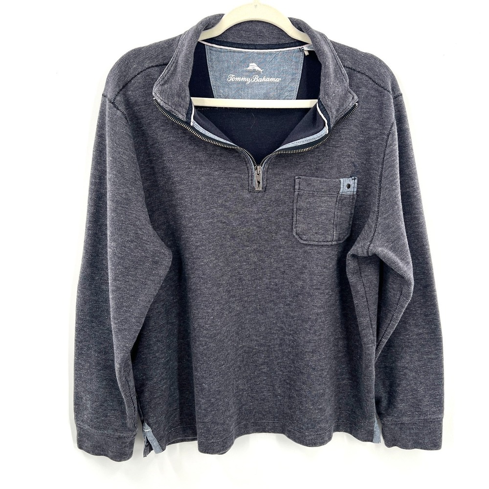 Tommy Bahama 1/4 zip pullover casual sweatshirt resort vacation old money blue M